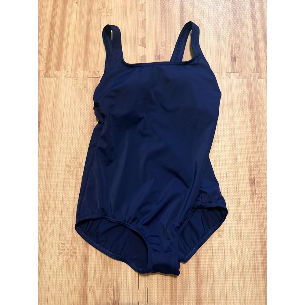 Lands' End One Piece Swimsuit Womens 12 Modest Navy Blue NWOT